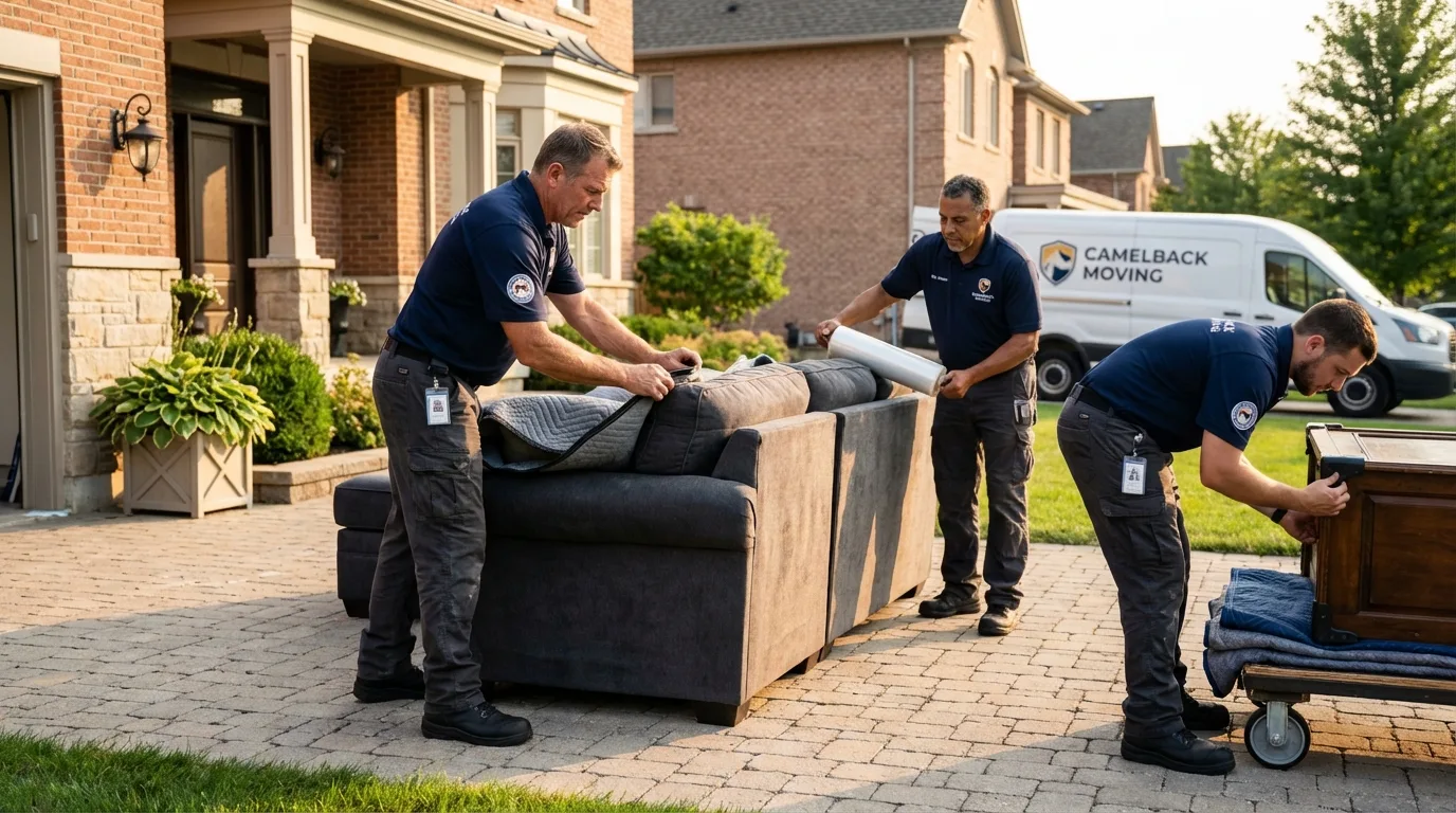 Large estate moving crew wrapping furniture in Watertown, MN