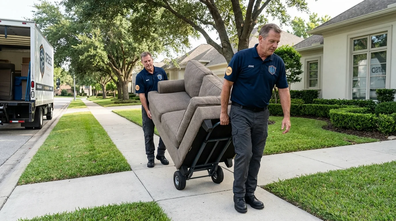 Local residential moving crew loading furniture in Watertown, MN