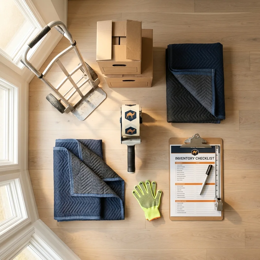 Professional moving supplies and packing materials layout for Watertown residential relocations